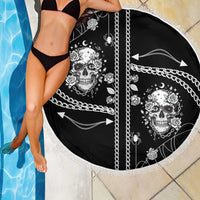 Western Gothic Yoke Beach Blanket Skull Rose With Spider - Wonder Print Shop