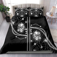 Western Gothic Yoke Bedding Set Skull Rose With Spider - Wonder Print Shop