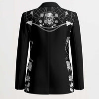Western Gothic Yoke Blazer Skull Rose With Spider - Wonder Print Shop