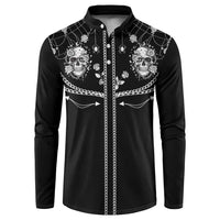 Western Gothic Yoke Button Sweatshirt Skull Rose With Spider - Wonder Print Shop