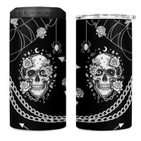 Western Gothic Yoke 4 in 1 Can Cooler Tumbler Skull Rose With Spider - Wonder Print Shop