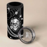 Western Gothic Yoke 4 in 1 Can Cooler Tumbler Skull Rose With Spider - Wonder Print Shop