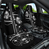 Western Gothic Yoke Car Seat Cover Skull Rose With Spider - Wonder Print Shop