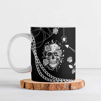 Western Gothic Yoke Ceramic Mug Skull Rose With Spider - Wonder Print Shop