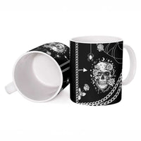 Western Gothic Yoke Ceramic Mug Skull Rose With Spider - Wonder Print Shop