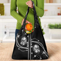 Western Gothic Yoke Grocery Bag Skull Rose With Spider - Wonder Print Shop
