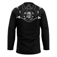 Western Gothic Yoke Hockey Jersey Skull Rose With Spider - Wonder Print Shop