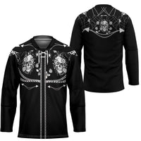 Western Gothic Yoke Hockey Jersey Skull Rose With Spider - Wonder Print Shop