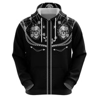 Western Gothic Yoke Hoodie Skull Rose With Spider - Wonder Print Shop