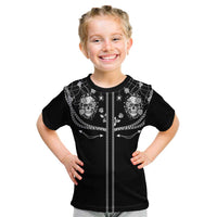 Western Gothic Yoke Kid T Shirt Skull Rose With Spider - Wonder Print Shop