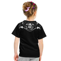 Western Gothic Yoke Kid T Shirt Skull Rose With Spider - Wonder Print Shop