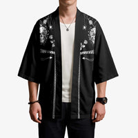 Western Gothic Yoke Kimono Skull Rose With Spider - Wonder Print Shop