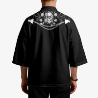 Western Gothic Yoke Kimono Skull Rose With Spider - Wonder Print Shop