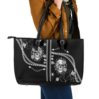 Western Gothic Yoke Leather Tote Bag Skull Rose With Spider - Wonder Print Shop