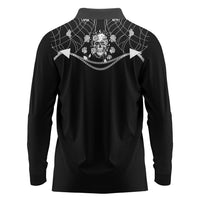 Western Gothic Yoke Long Sleeve Polo Shirt Skull Rose With Spider - Wonder Print Shop