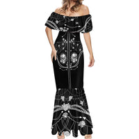 Western Gothic Yoke Mermaid Dress Skull Rose With Spider - Wonder Print Shop