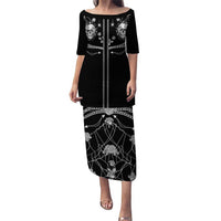 Western Gothic Yoke Puletasi Skull Rose With Spider - Wonder Print Shop