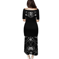 Western Gothic Yoke Puletasi Skull Rose With Spider - Wonder Print Shop
