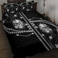 Western Gothic Yoke Quilt Bed Set Skull Rose With Spider - Wonder Print Shop