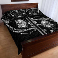 Western Gothic Yoke Quilt Bed Set Skull Rose With Spider - Wonder Print Shop