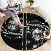 Western Gothic Yoke Round Carpet Skull Rose With Spider - Wonder Print Shop
