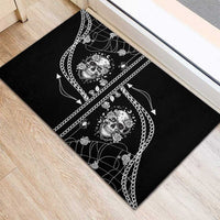 Western Gothic Yoke Rubber Doormat Skull Rose With Spider - Wonder Print Shop