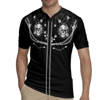 Western Gothic Yoke Rugby Jersey Skull Rose With Spider - Wonder Print Shop