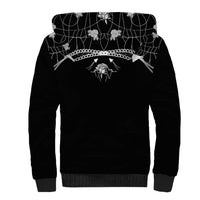 Western Gothic Yoke Sherpa Hoodie Skull Rose With Spider - Wonder Print Shop