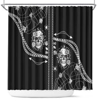 Western Gothic Yoke Shower Curtain Skull Rose With Spider - Wonder Print Shop