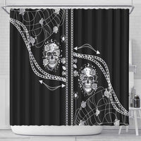 Western Gothic Yoke Shower Curtain Skull Rose With Spider - Wonder Print Shop