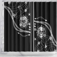 Western Gothic Yoke Shower Curtain Skull Rose With Spider - Wonder Print Shop