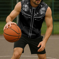 Western Gothic Yoke Sleeveless Hoodie Skull Rose With Spider - Wonder Print Shop