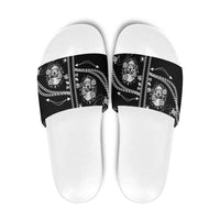 Western Gothic Yoke Slide Sandals Skull Rose With Spider - Wonder Print Shop