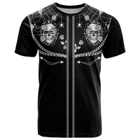 Western Gothic Yoke T Shirt Skull Rose With Spider - Wonder Print Shop