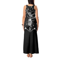 Western Gothic Yoke Tank Maxi Dress Skull Rose With Spider - Wonder Print Shop