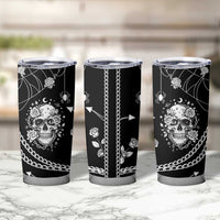 Western Gothic Yoke Tumbler Cup Skull Rose With Spider - Wonder Print Shop