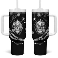 Western Gothic Yoke Tumbler With Handle Skull Rose With Spider - Wonder Print Shop