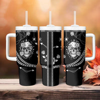 Western Gothic Yoke Tumbler With Handle Skull Rose With Spider - Wonder Print Shop