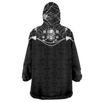 Western Gothic Yoke Wearable Blanket Hoodie Skull Rose With Spider - Wonder Print Shop