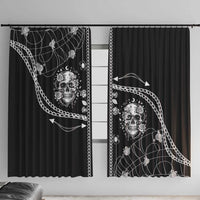 Western Gothic Yoke Window Curtain Skull Rose With Spider - Wonder Print Shop
