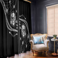 Western Gothic Yoke Window Curtain Skull Rose With Spider - Wonder Print Shop