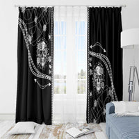 Western Gothic Yoke Window Curtain Skull Rose With Spider - Wonder Print Shop