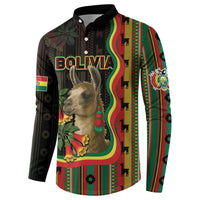 Bolivia Button Sweatshirt The Llama With Kantuta Over Andean Patterns - Wonder Print Shop