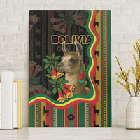 Bolivia Canvas Wall Art The Llama With Kantuta Over Andean Patterns - Wonder Print Shop