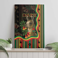 Bolivia Canvas Wall Art The Llama With Kantuta Over Andean Patterns - Wonder Print Shop