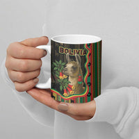 Bolivia Ceramic Mug The Llama With Kantuta Over Andean Patterns - Wonder Print Shop