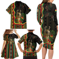 Bolivia Family Matching Long Sleeve Bodycon Dress and Hawaiian Shirt The Llama With Kantuta Over Andean Patterns - Wonder Print Shop
