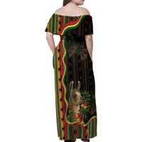 Bolivia Family Matching Off Shoulder Maxi Dress and Hawaiian Shirt The Llama With Kantuta Over Andean Patterns - Wonder Print Shop