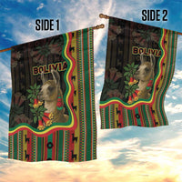 Bolivia Garden Flag The Llama With Kantuta Over Andean Patterns - Wonder Print Shop