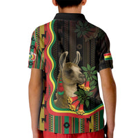 Bolivia Kid Polo Shirt The Llama With Kantuta Over Andean Patterns - Wonder Print Shop